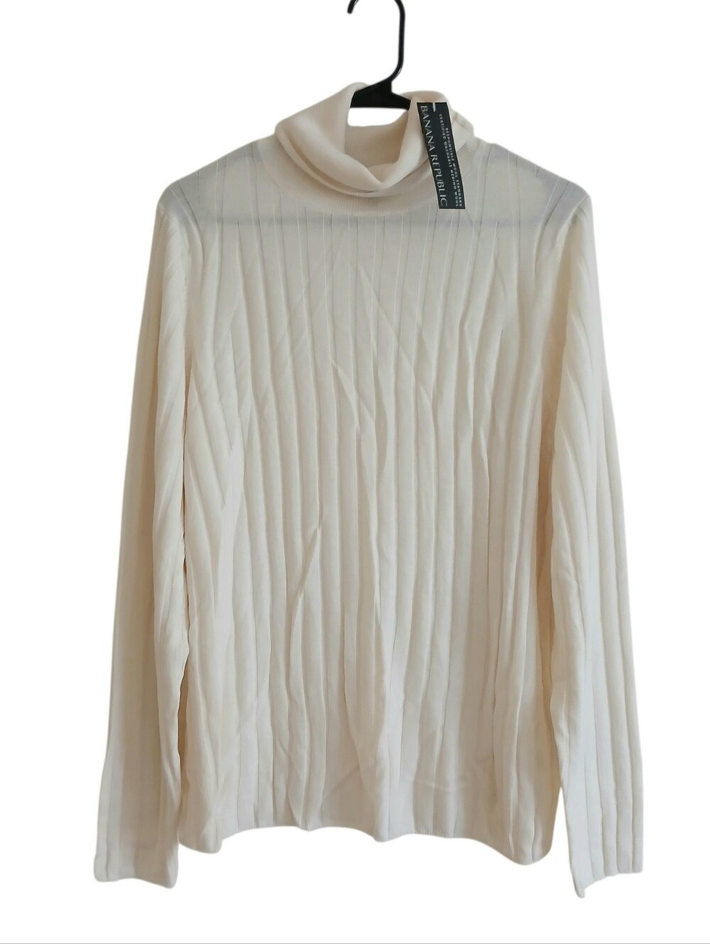 NEW Banana Republic 100% Merino Wool Ribbed Fine Turtleneck XXL Cream Luxury